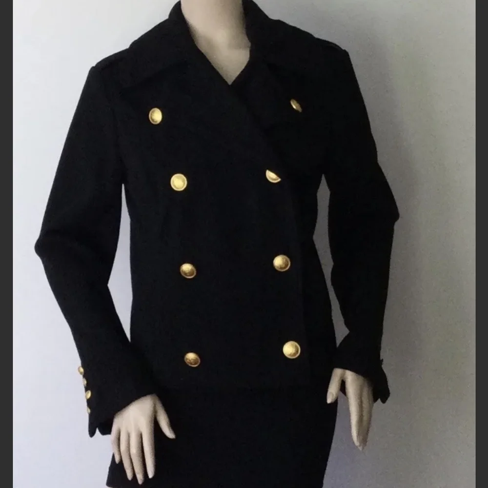 Rebecca Minkoff Black Wool Military Peacoat